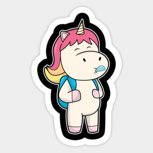 Unicorn with Backback & Chewing gum Sticker